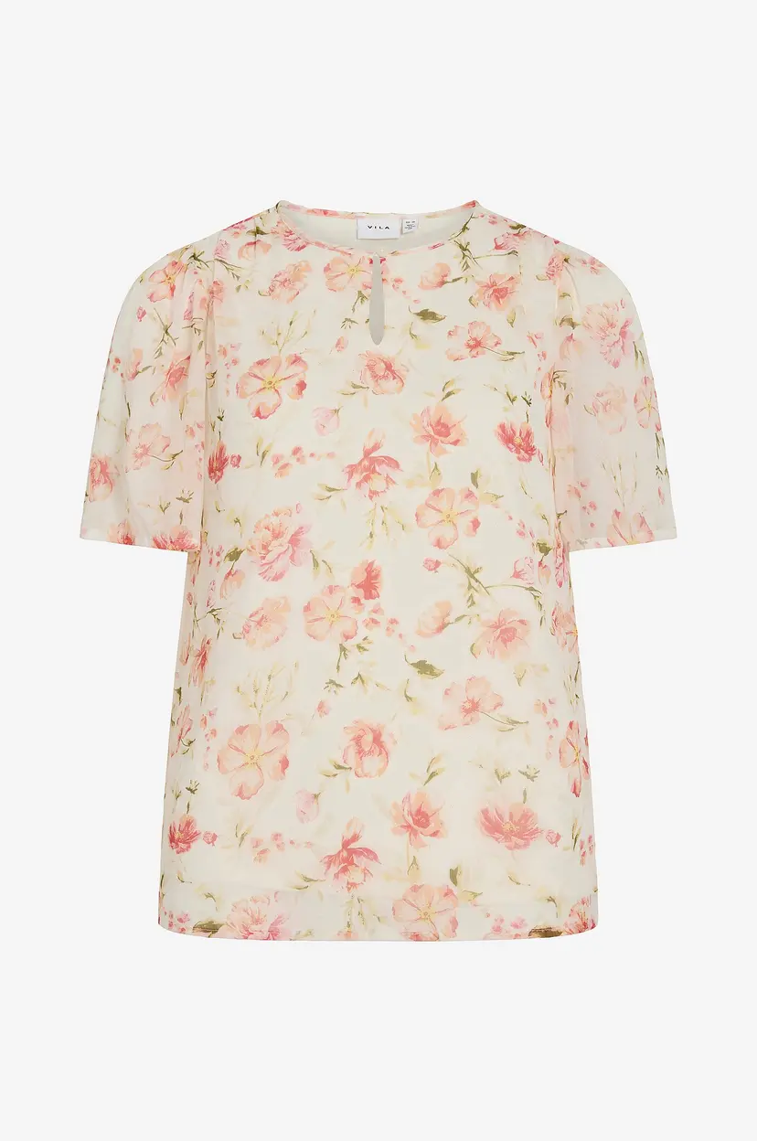 Vila Bluse viEmma S/S O-neck Top - Hvit