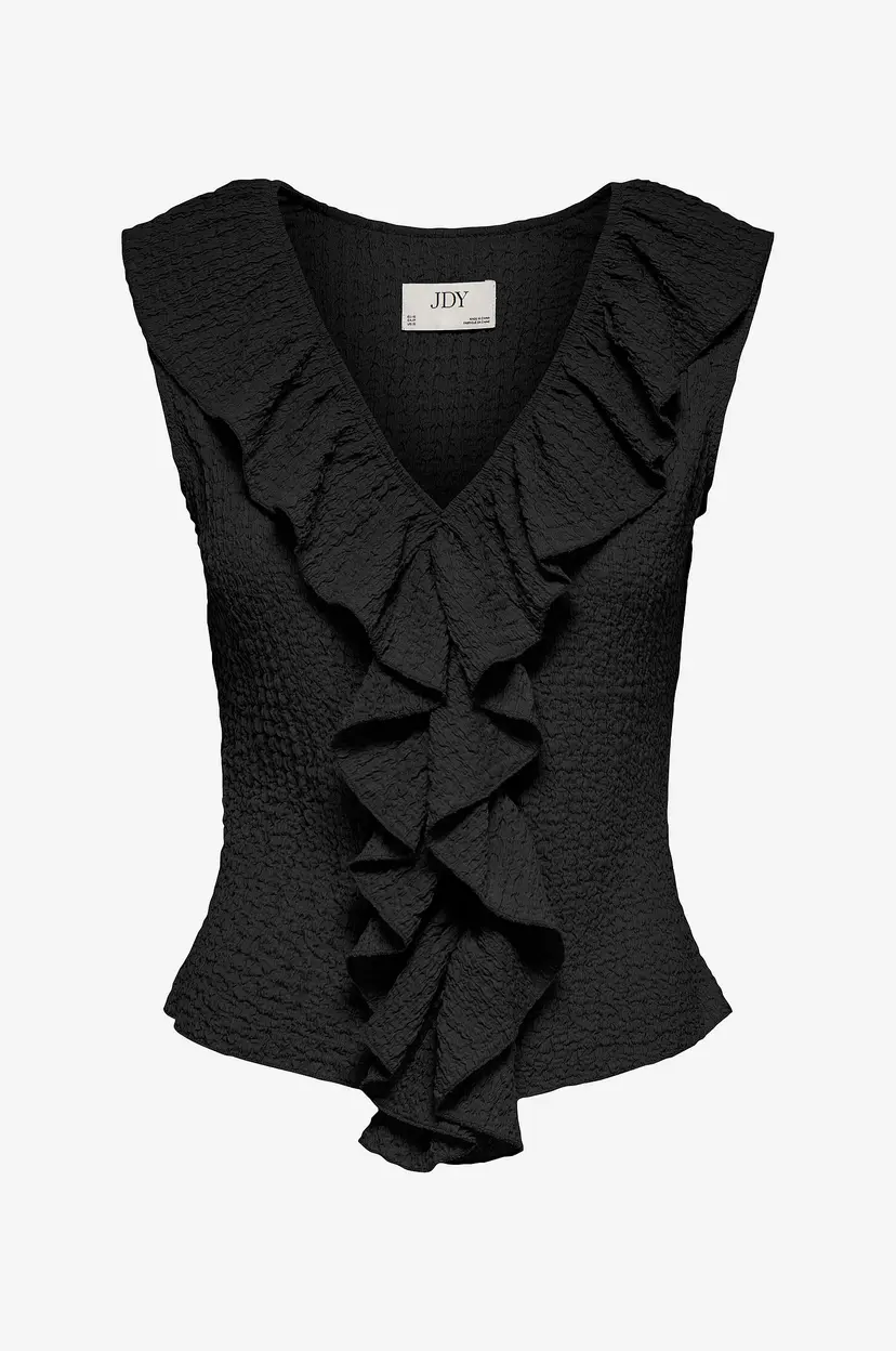JDY Topp jdyTurbo S/L Frill Top Jrs - Svart