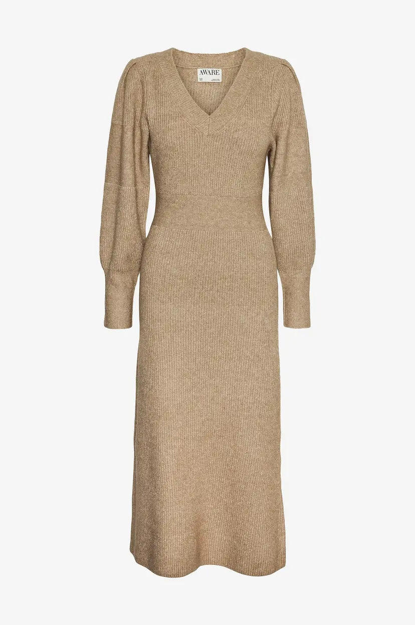 Vero Moda Kjole vmAngalina LS V-neck 7/8 Knit Dress - Sølv