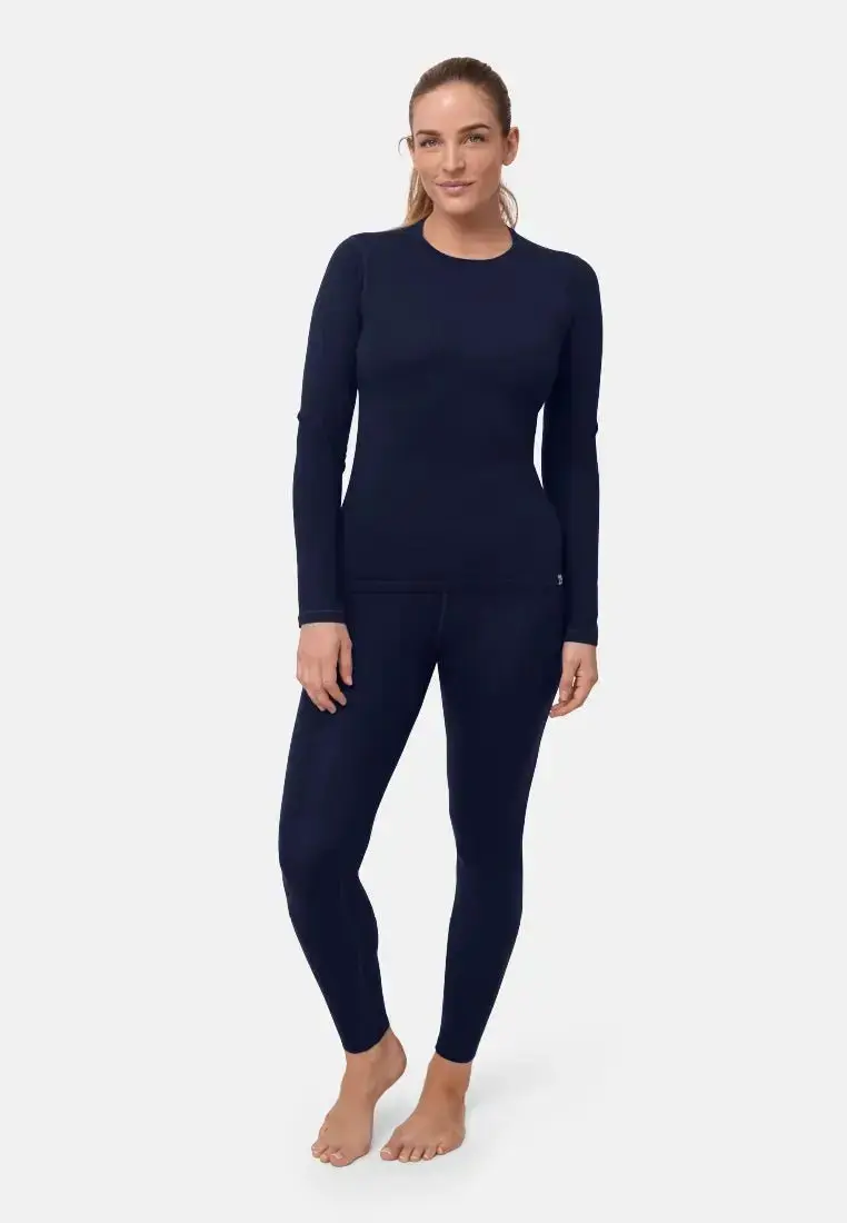 DANISH ENDURANCE MERINO SKIUNDERTØJ til kvinder i Mørk Marineblå, Merinould, S