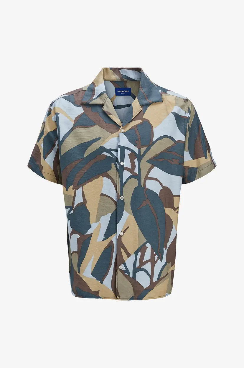 Jack & Jones Plus Skjorte jorTavira Marshall Aop Shirt SS OC - Blå