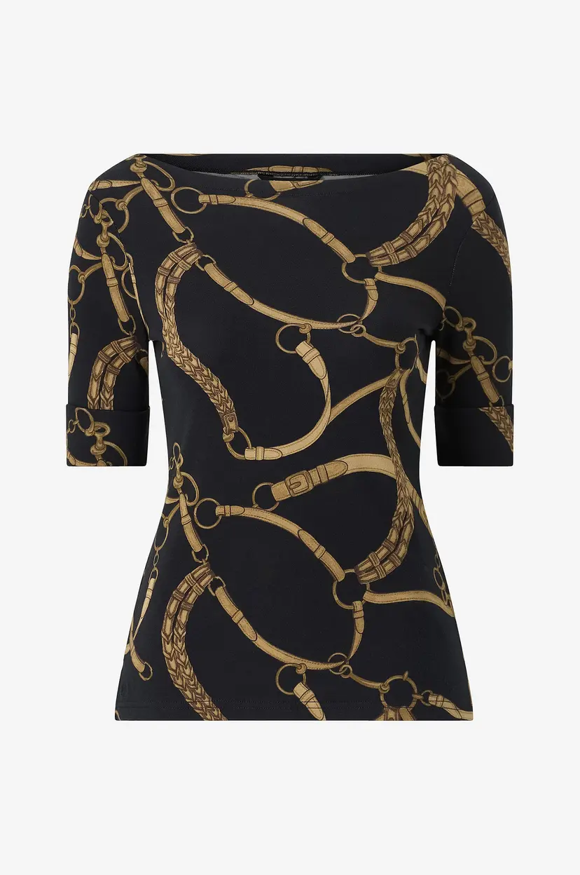 Lauren Ralph Lauren Topp Refined Str 1x1 Rib-Knt-T-Shirt - Svart