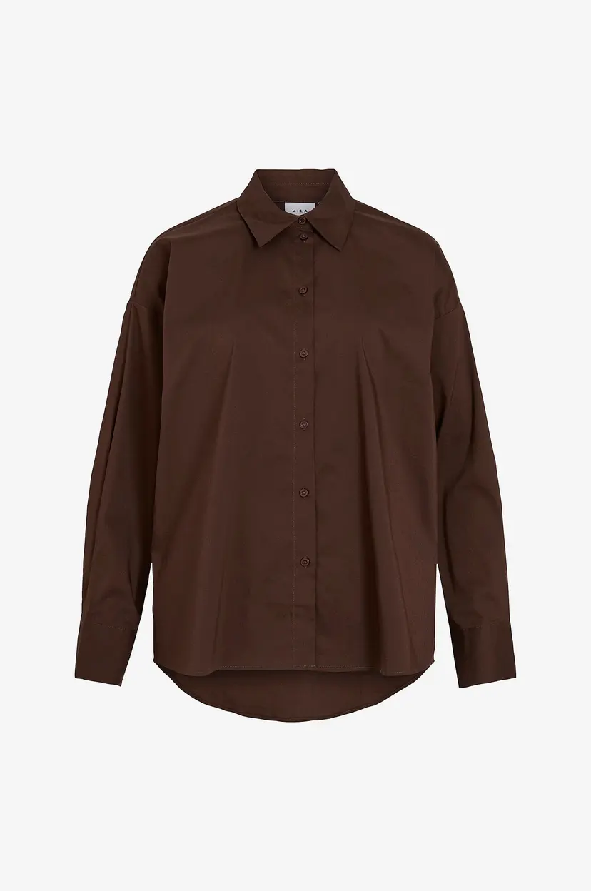 Vila Skjorte Vireyani L/S Oversized Shirt/Rc /Vo - Brun