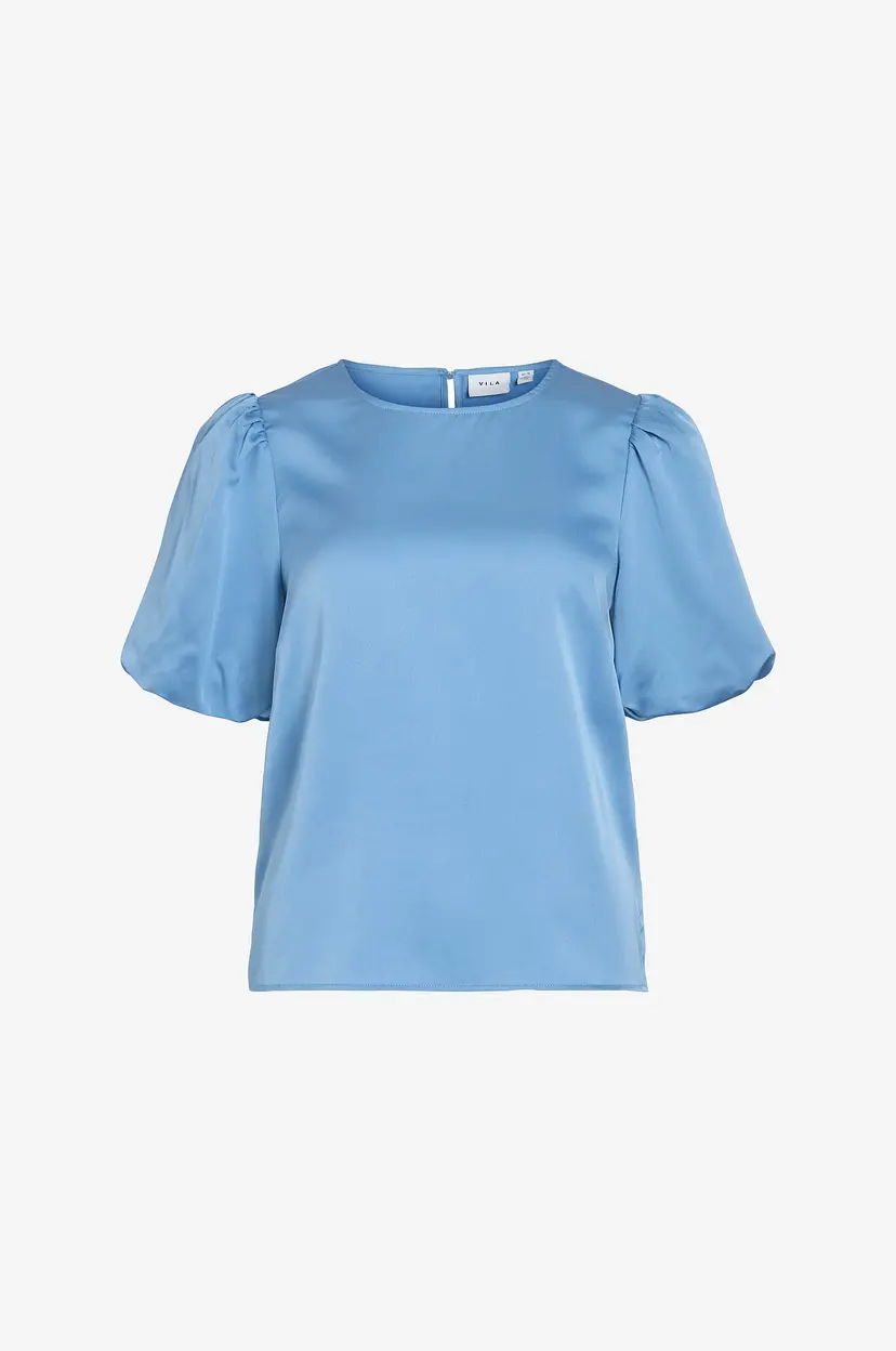 Vila Bluse viEllette 2/4 Satin Puff Top - Blå
