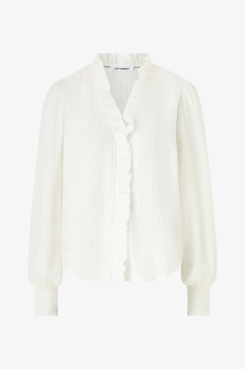 Co'couture Bluse ShinaCC Frill LS Shirt - Hvit