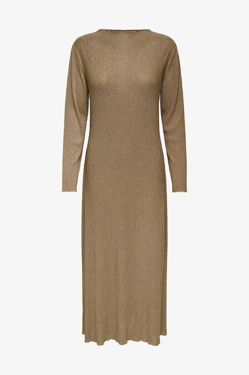 JDY Maxikjole jdyAmalfi L/S Pleat Dress Jrs Exp - Brun