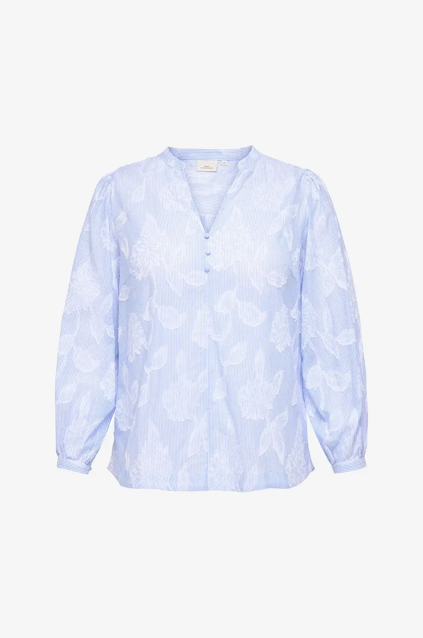 Only Carmakoma Bluse carTorra Life L/S V-neck Stripe - Blå