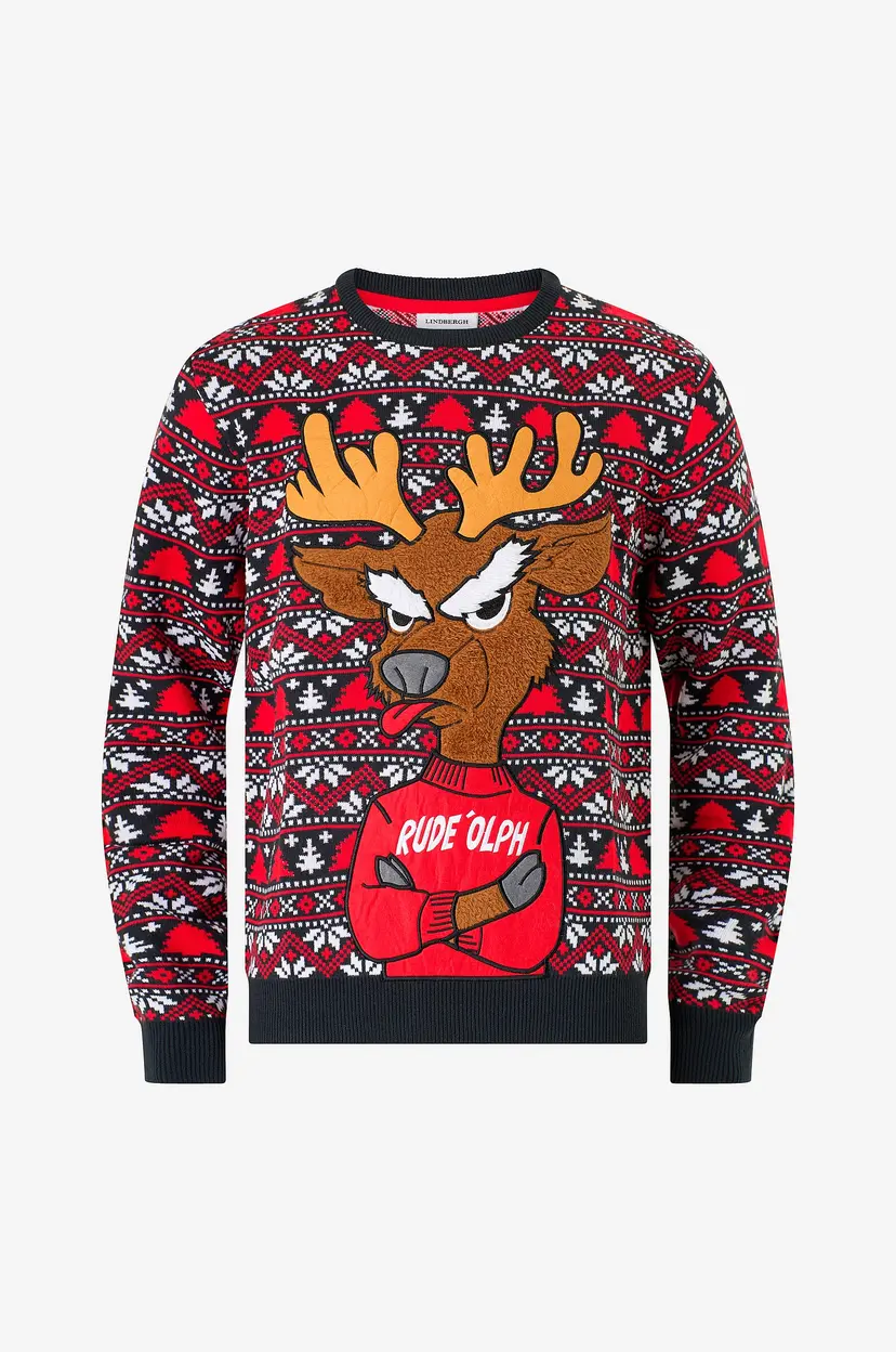 Lindbergh Pullover 3D Xmas Knit - Rød