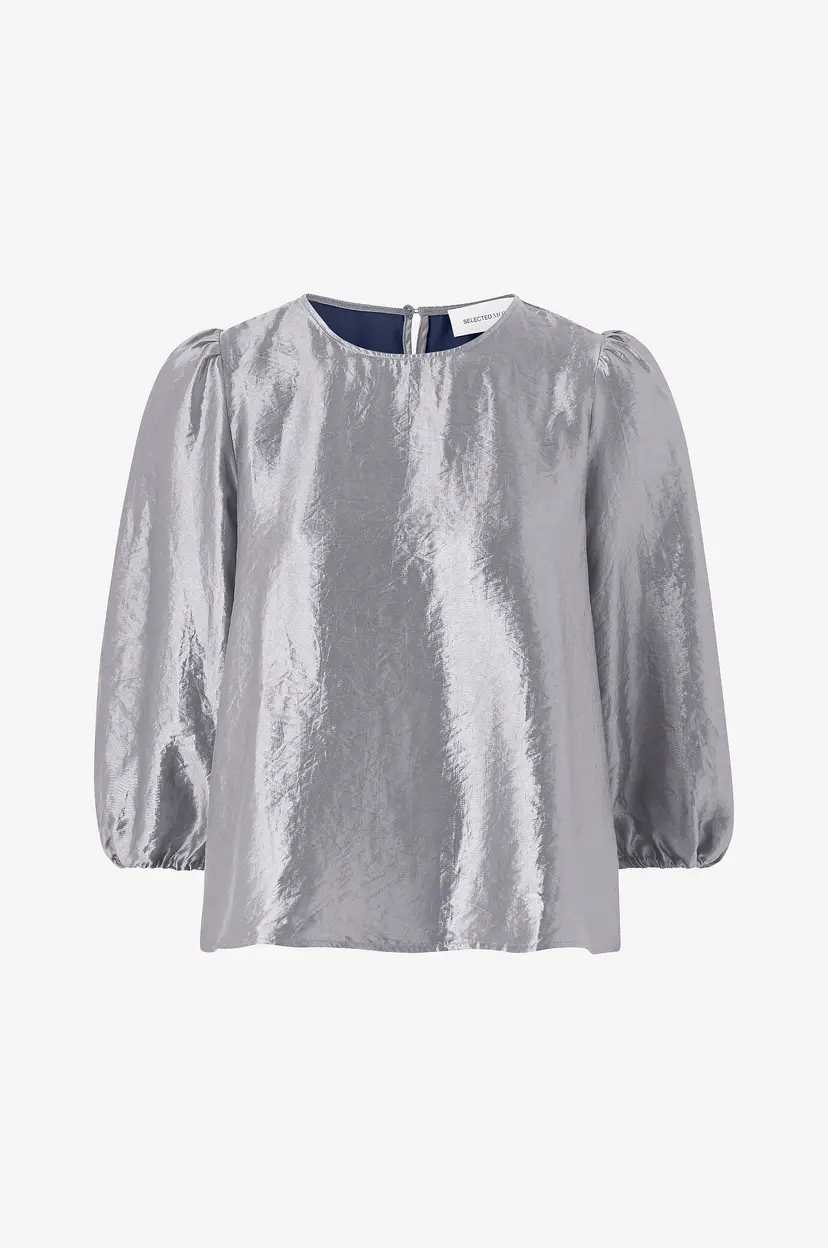 Selected Women Bluse slfSilva 3/4 Top - Sølv