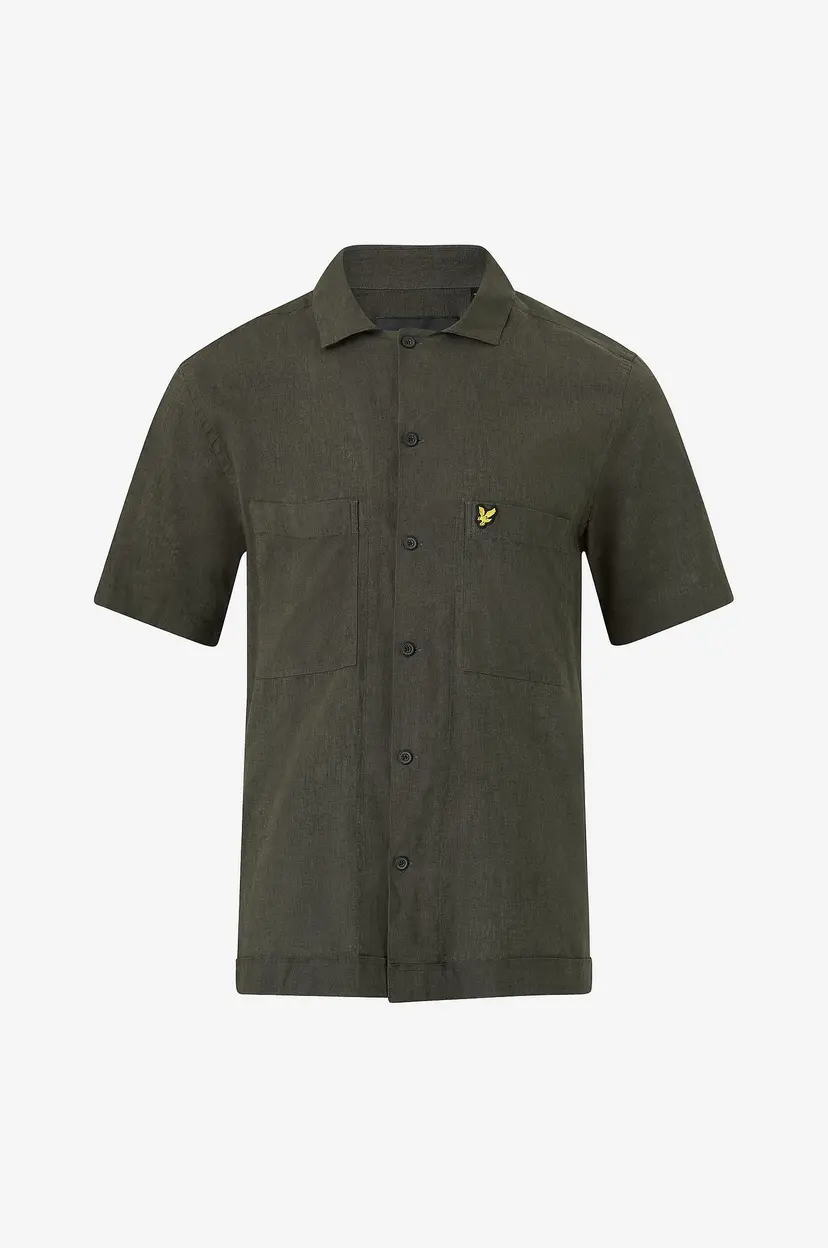 Lyle & Scott Skjorte Cuban Collar Short Sleeve - Svart