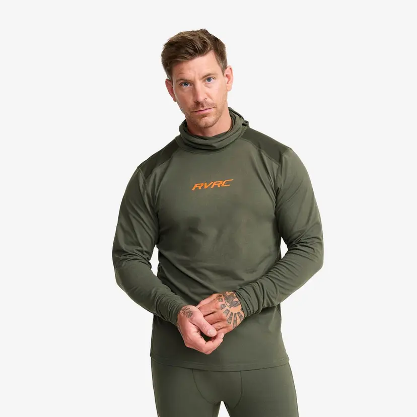 RevolutionRace Downhill Base Layer Balaclava Top Herre Kambaba Green/Rosin Green