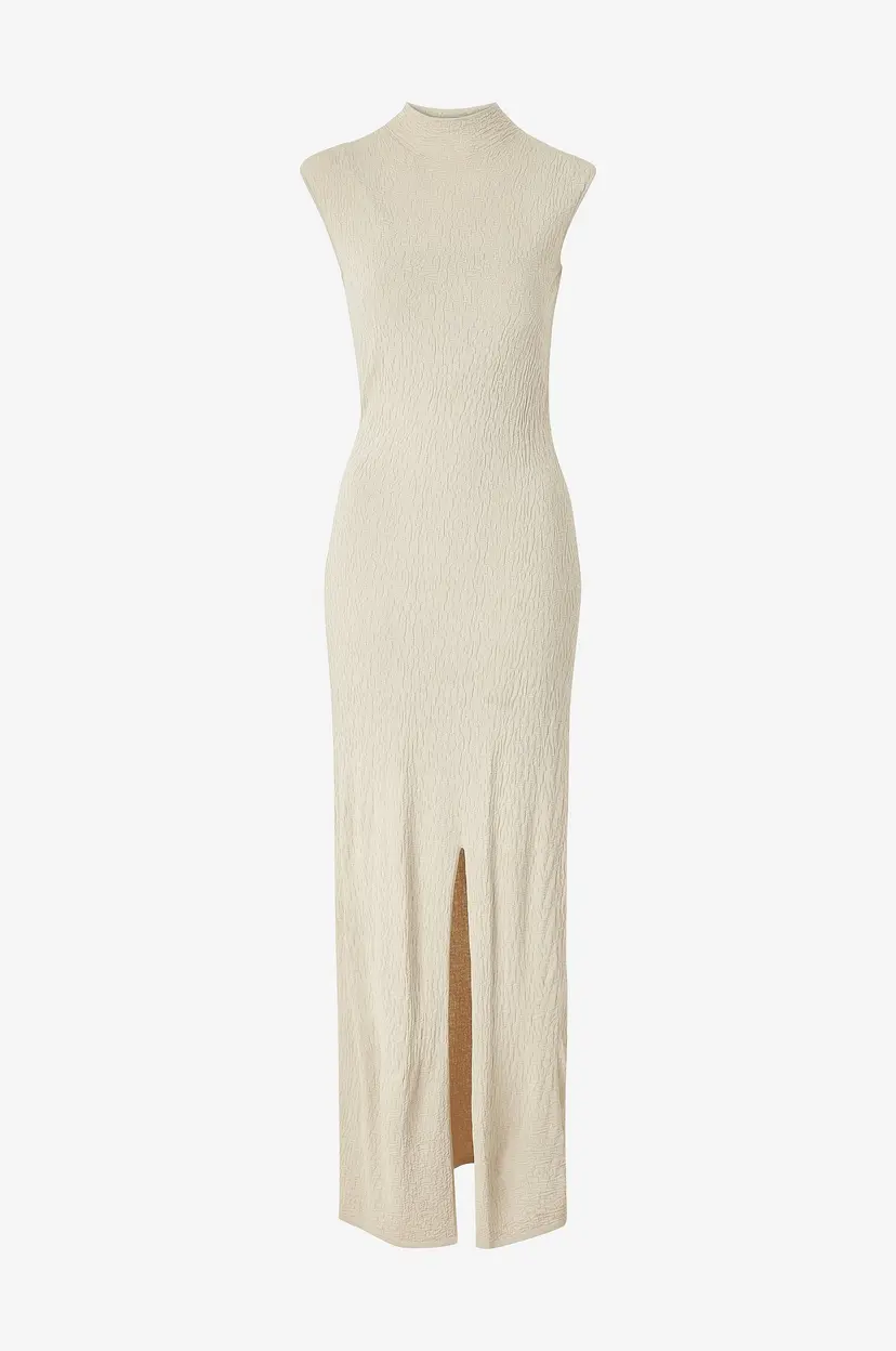 Calvin Klein Maxikjole Crinkled Ankle Knit Shift Dress - Beige