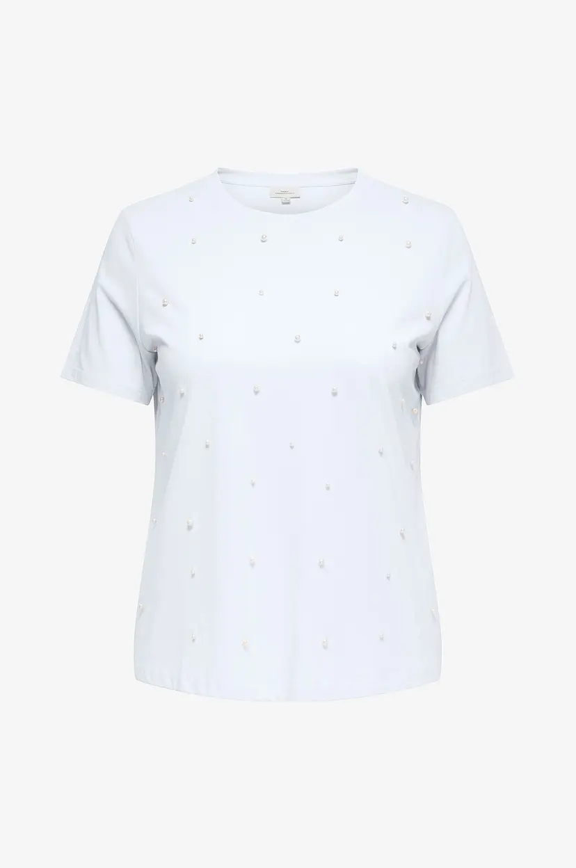Only Carmakoma Topp carNinna S/S O-neck Jeans Tee - Hvit