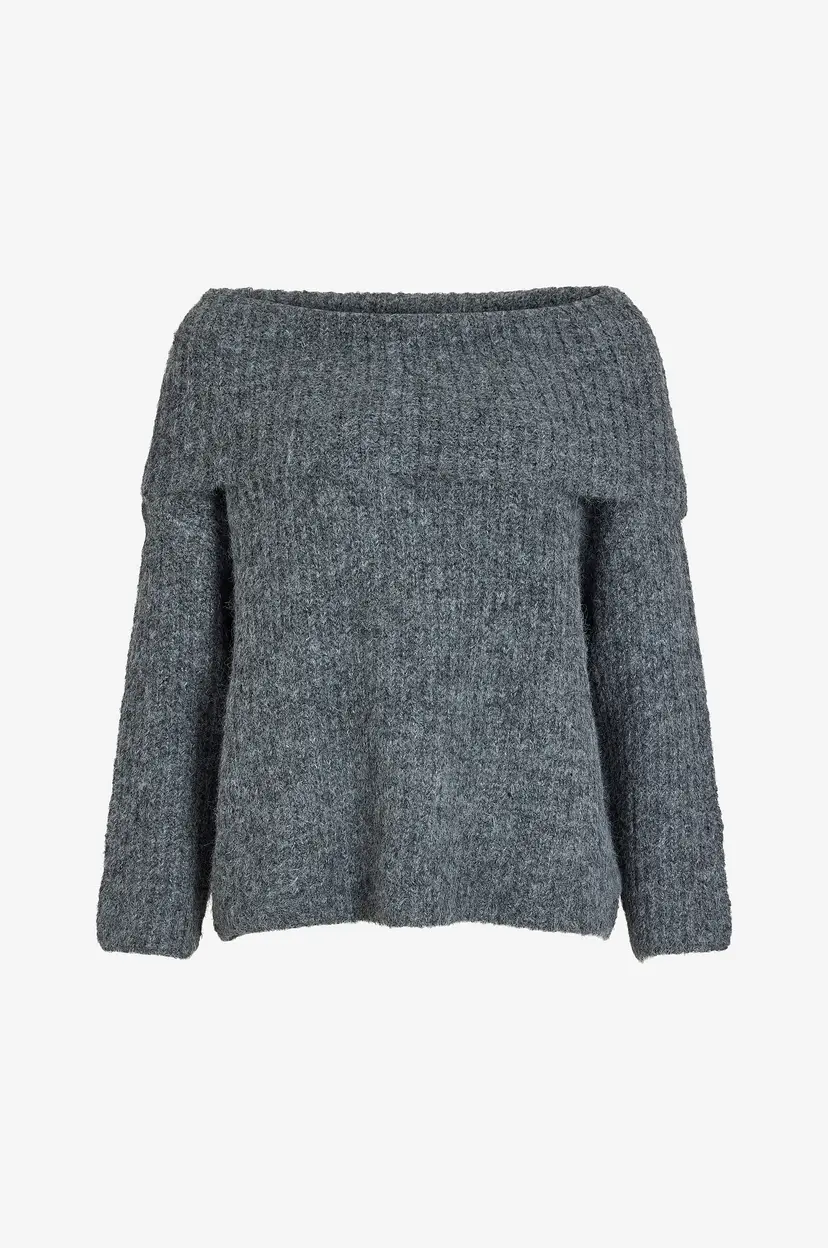 Vila Genser viAdina L/S Off Shoulder Knit - Grå