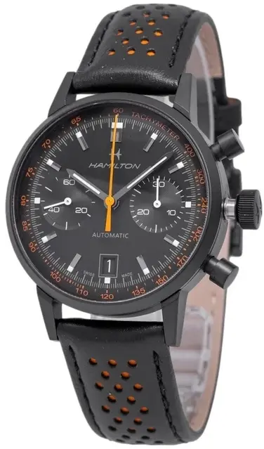 Hamilton Hamilton Herreklokke H38446732 American Classic Intra-matic Sort/Lær
