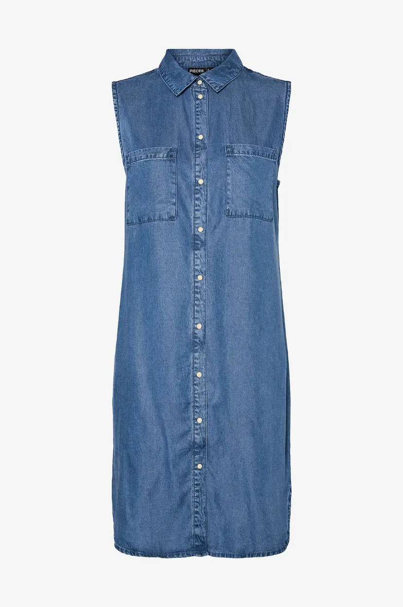 Pieces Denimkjole pcVilje SL Denim Dress - Blå
