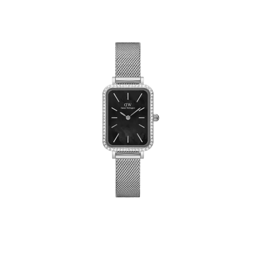 Daniel Wellington Silver 20x26mm Watch Quadro Lumine Bezel Sterling Black Mop | DW