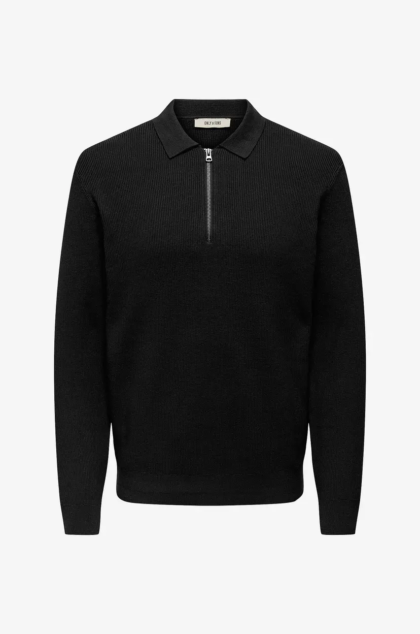 Only & Sons Poloskjorte onsPhil Reg 12 Half Zip Polo Knit - Svart