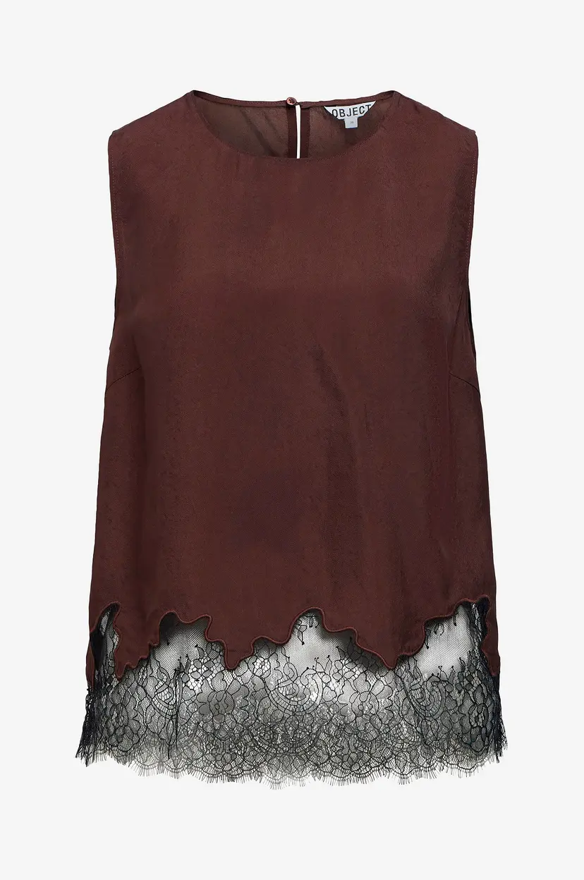 Object Collectors Item Topp objDalme SL Lace Top E AW Fair 25 - Brun