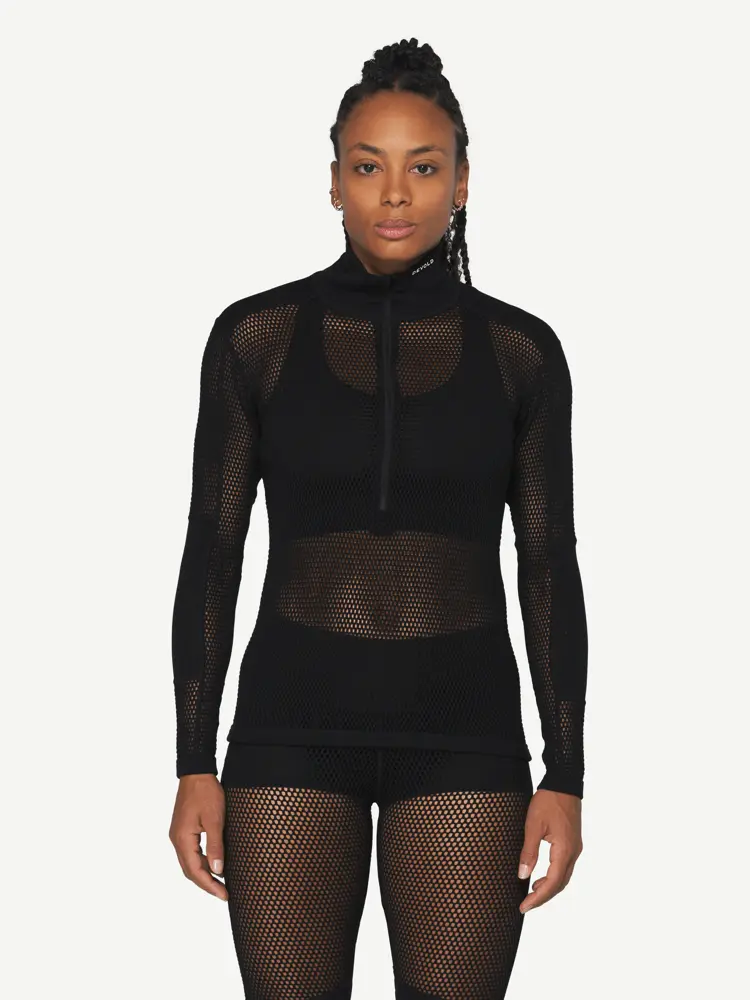 Devold Devold - Wool Mesh Pro Zip Neck Dame - Large - Svart