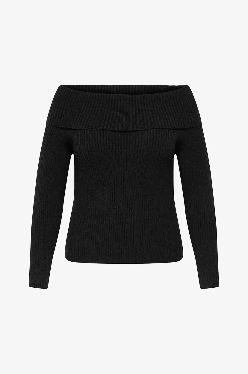 Only Carmakoma Genser Carkatia Ls Off Shoulder Knt - Svart