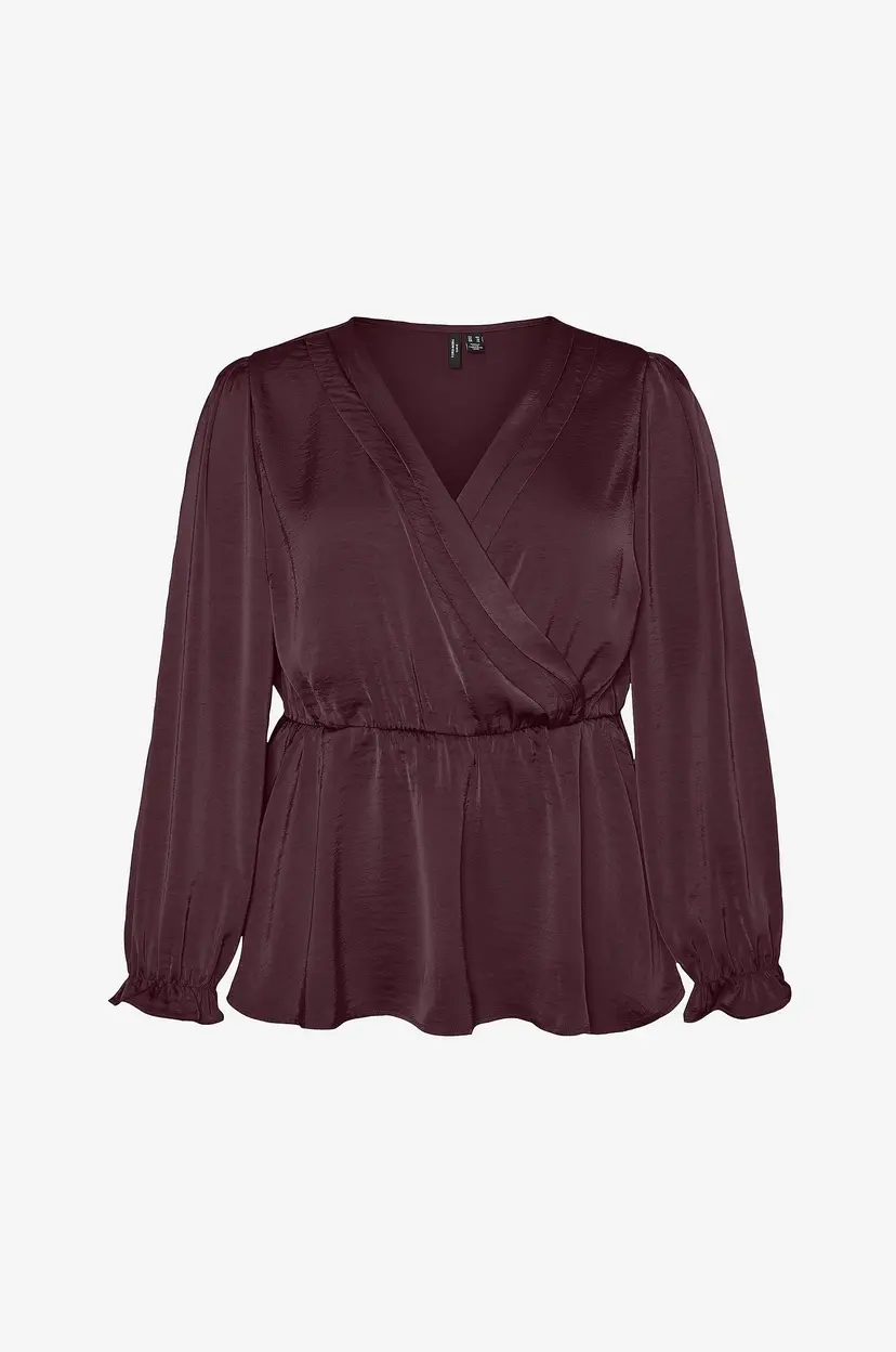 Vero Moda Curve Omslagsbluse vmcMary L/S Top Wvn Cur - Rød