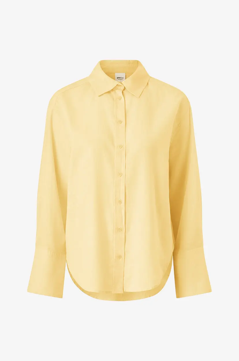 Gina Tricot Linskjorte Oversized Linen Shirt - Gul