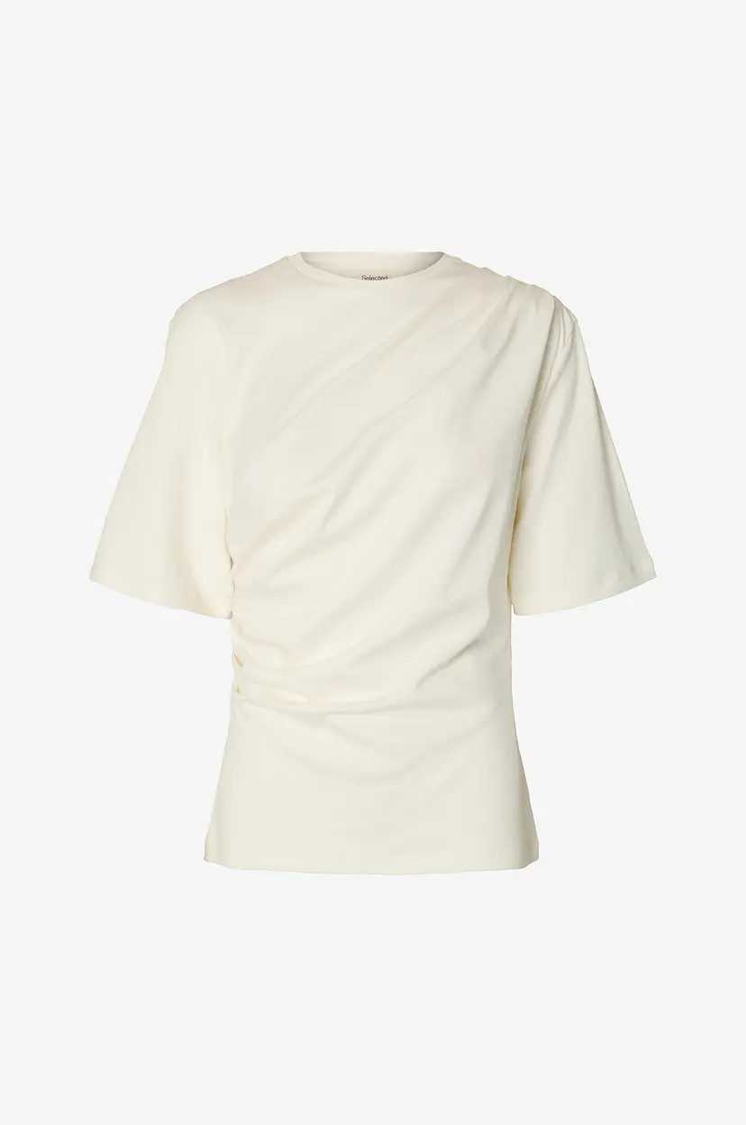 Selected Women T-skjorte Slwoline Light Twist Tee - Hvit