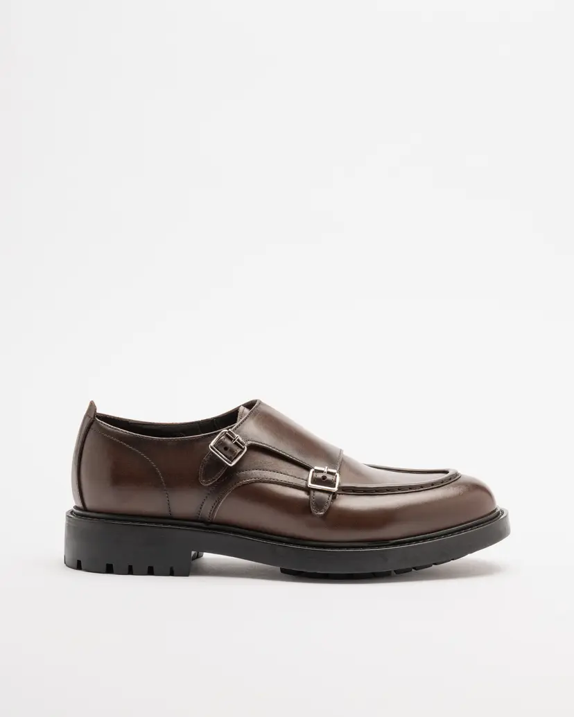 PROF PROF 7837 Camel Monk Strap Shoes