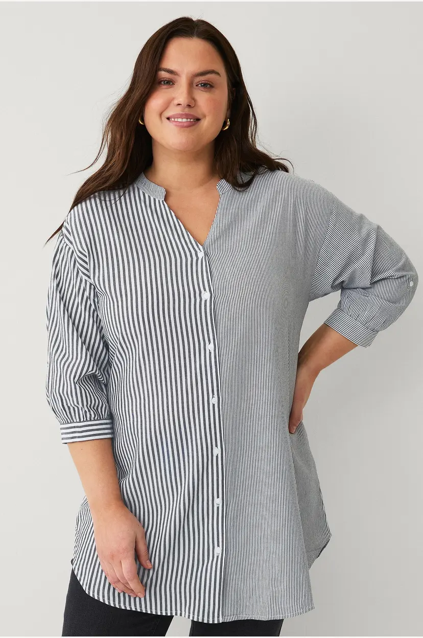 Zizzi Skjorte mFia 3/4 Tunic - Svart