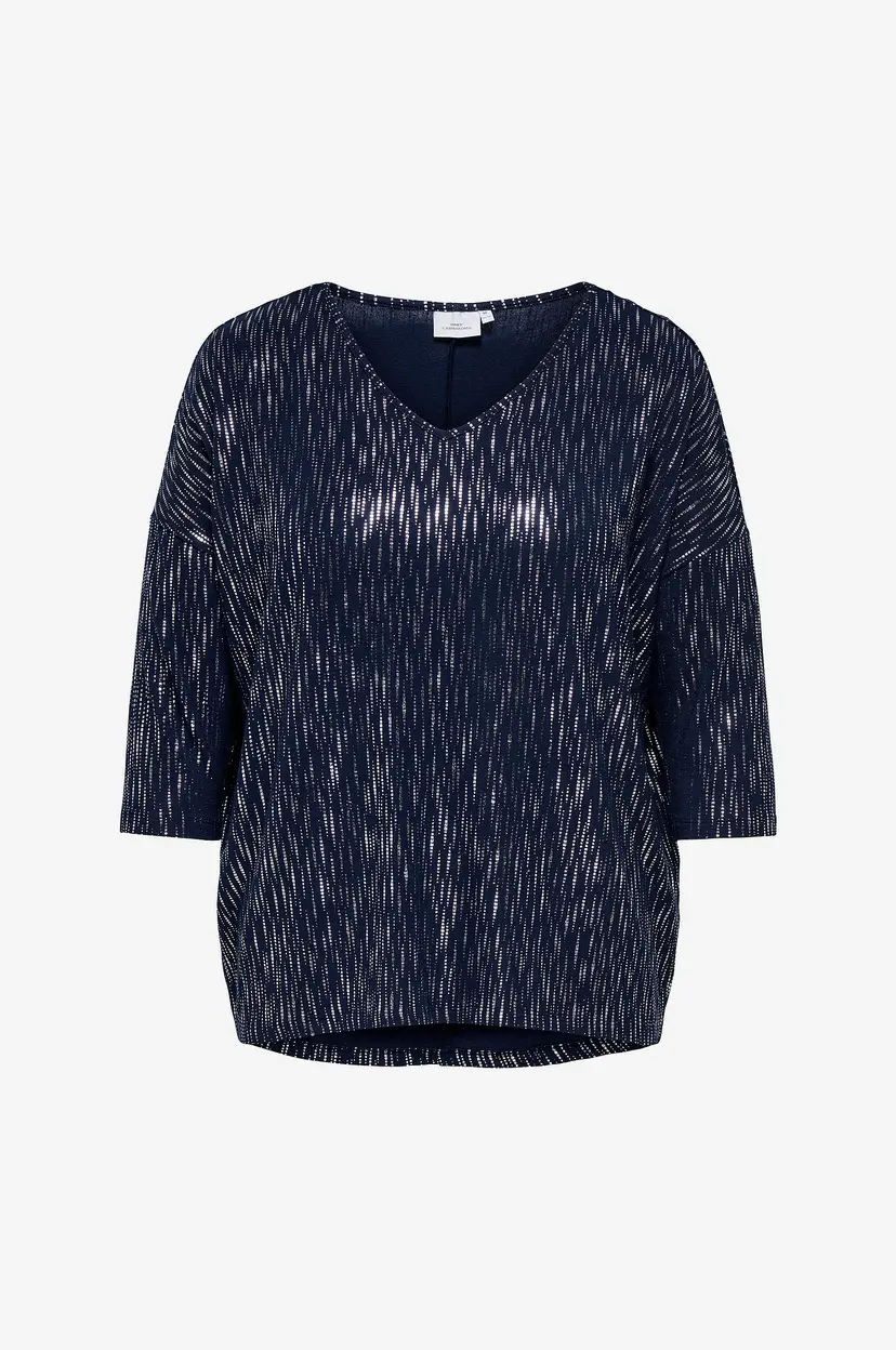 Only Carmakoma Topp carFoila 3/4 V-neck Top Jrs - Blå