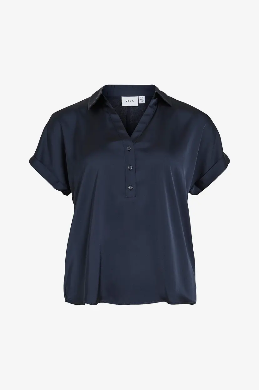 Vila Bluse viEenna Ravenna S/S - Blå