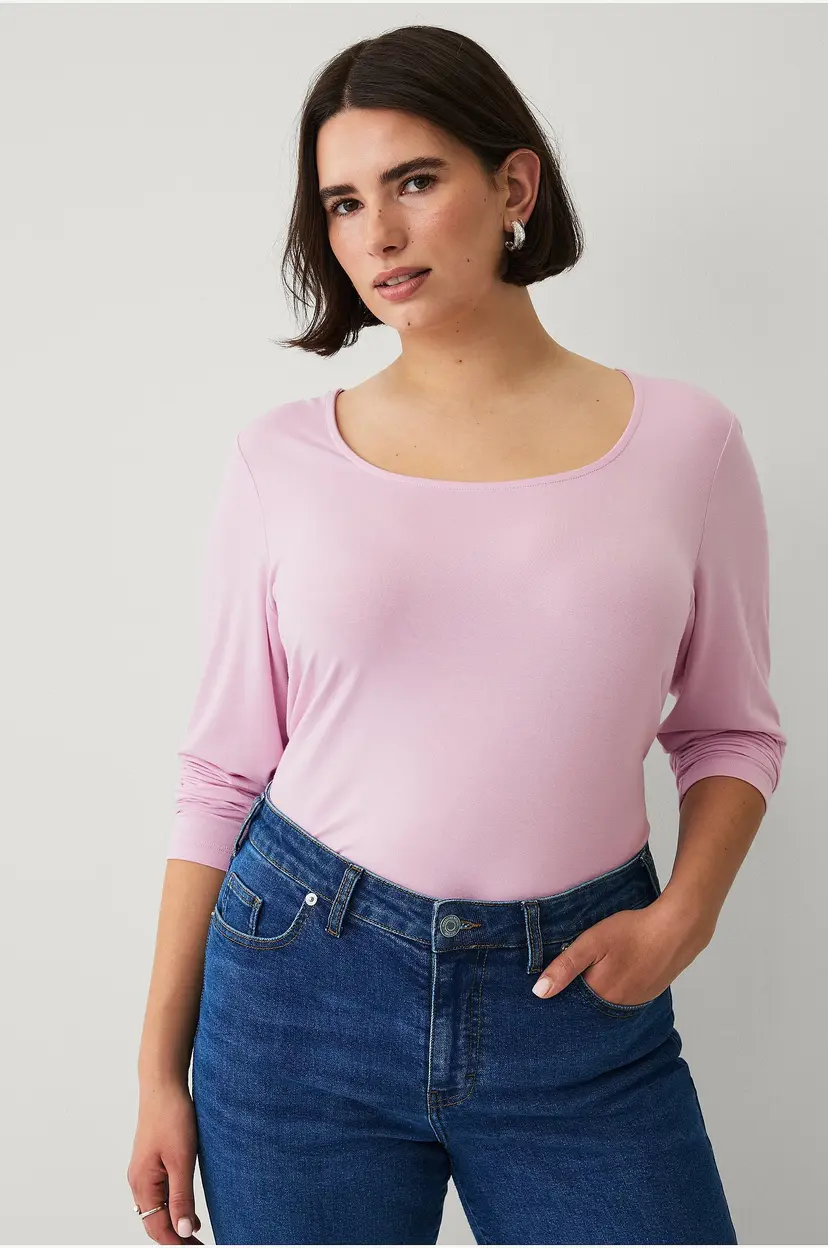 Ellos Plus collection Soft tunika i viskosestrikk - Rosa