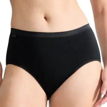 Sloggi Sloggi Truser Dam Basic Midi Svart bomull 36 Dame