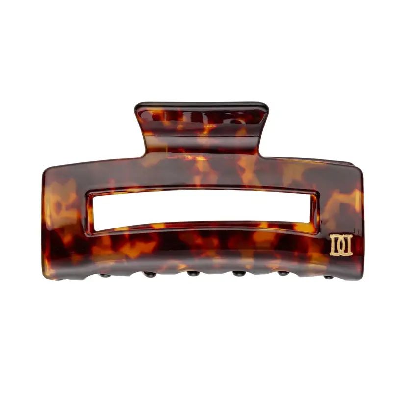 Dark Square Hair Claw Large Brown Tortoise