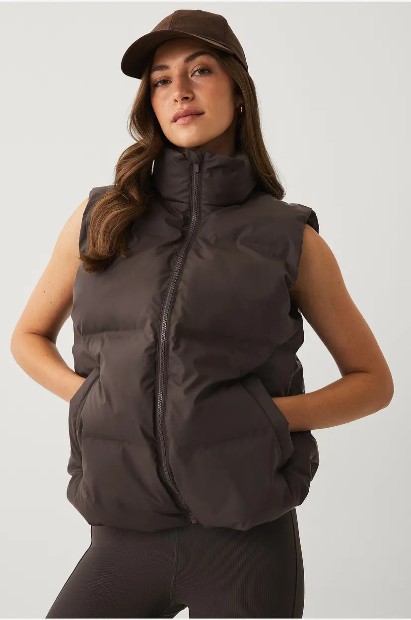 Ellos STUDIO Vest Rubber Coated Puffer Vest - Brun