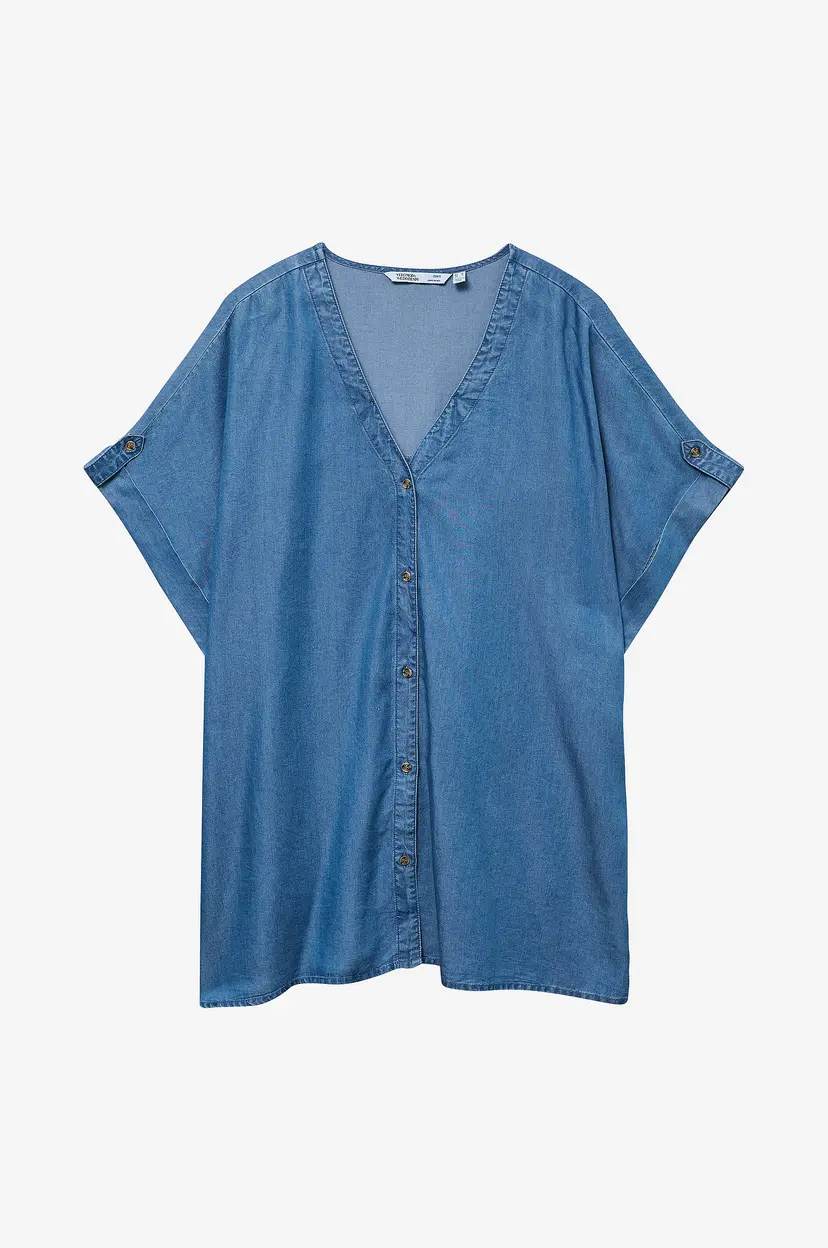 Vero Moda Curve Skjorte vmcFleur SS Tencel Shirt - Blå