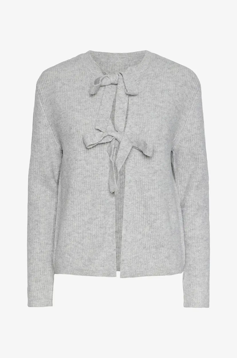 Pieces Kardigan pcSilly LS Reversible Tie Knit - Grå