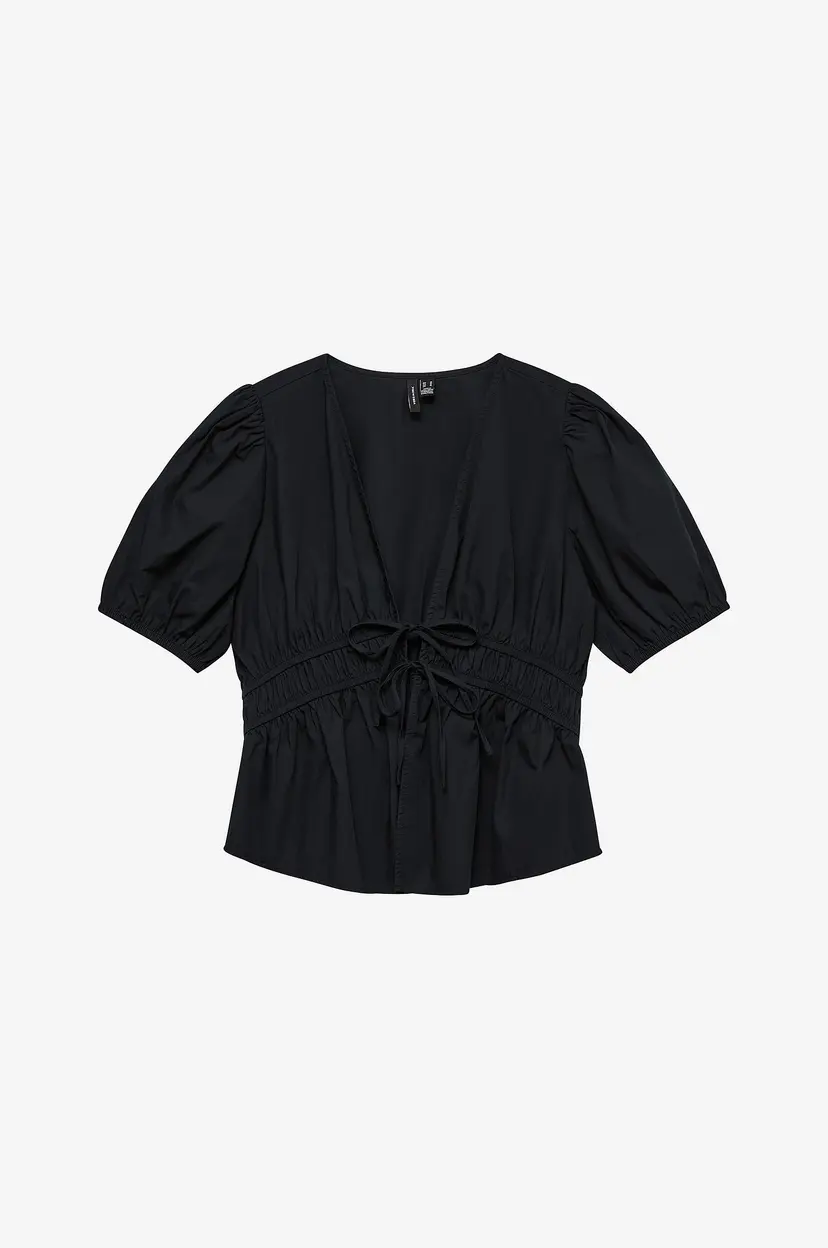 Vero Moda Curve Bluse vmcJarlotte Tie V-neck Top Wvn Cur - Svart