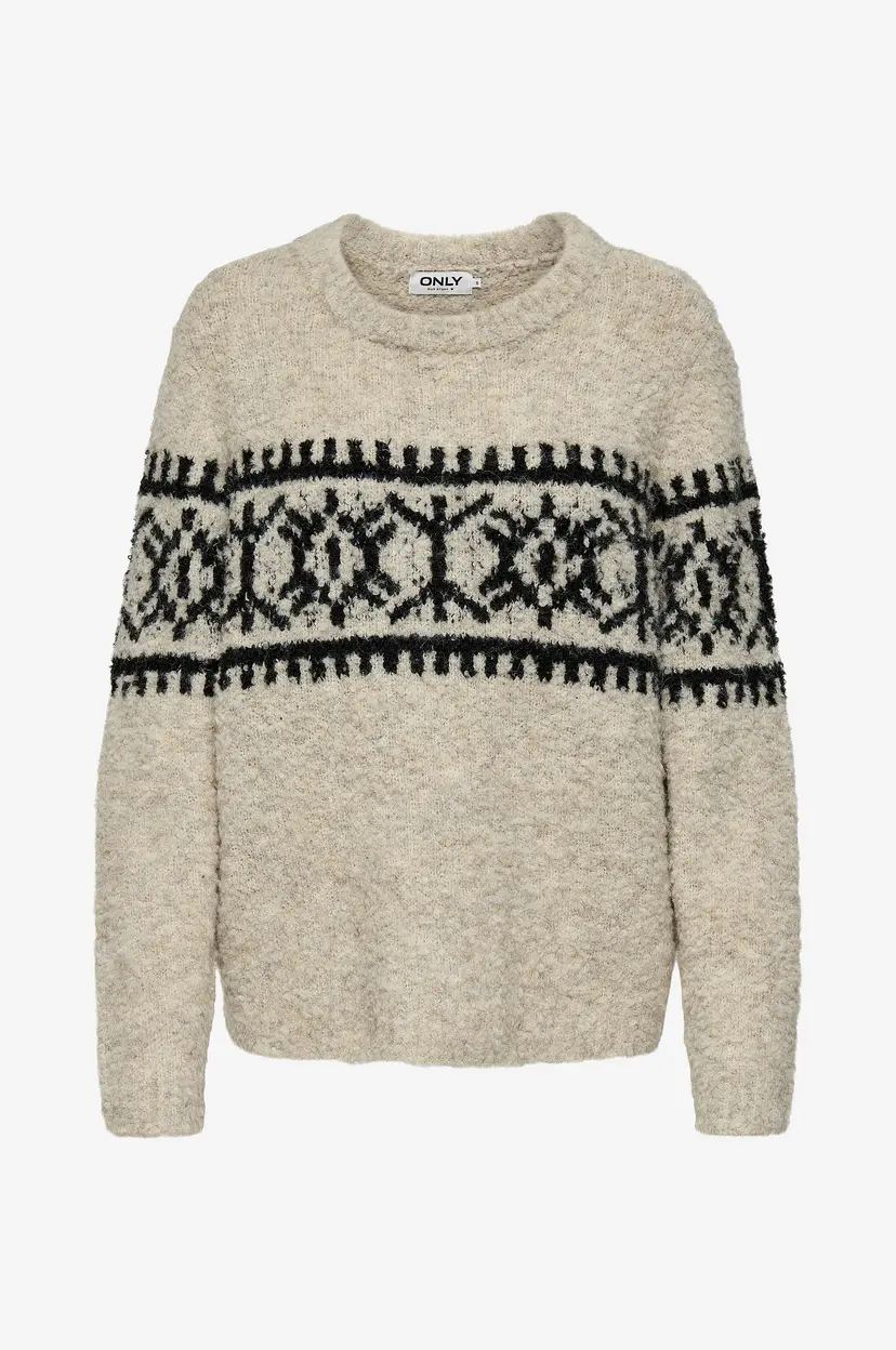 ONLY Genser onlEsther LS JQ O-neck Knt - Beige