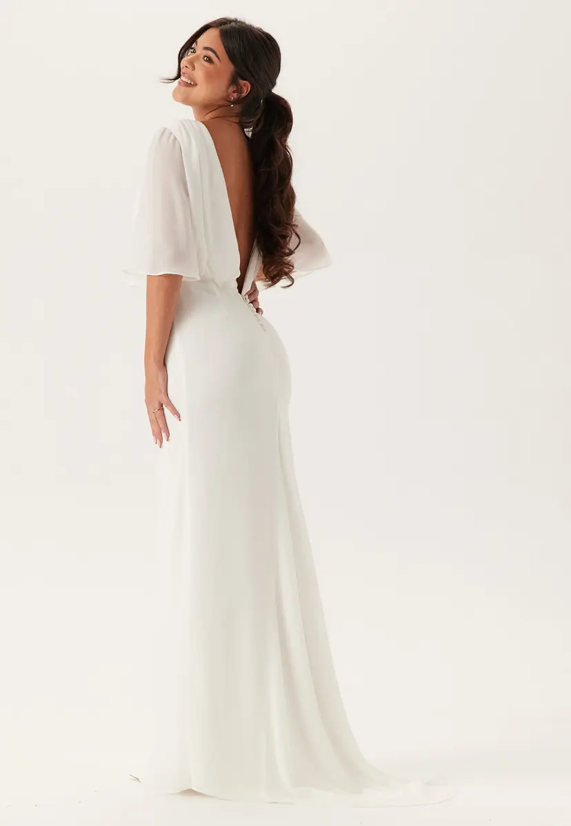 Bubbleroom Occasion Butterfly Sleeve Mermaid Wedding Gown
