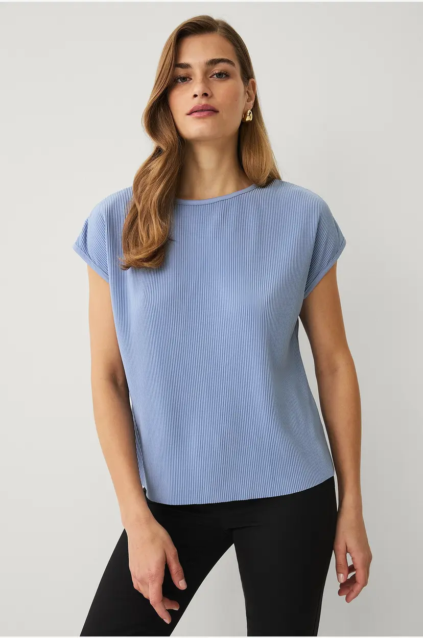 Ellos Collection Plissert jerseybluse - Blå