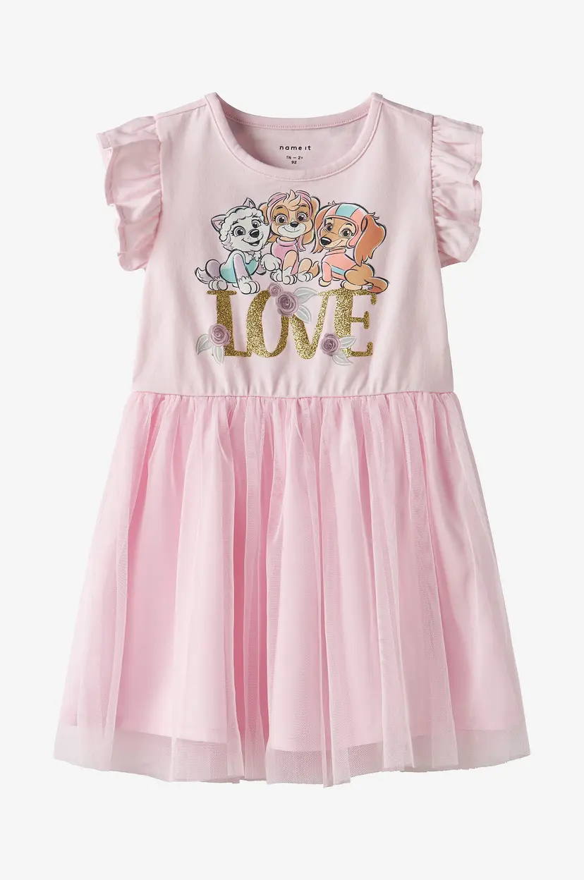 NAME IT Kjole nmfmEbba Pawpatrol SS Tulle Dress C - Rosa