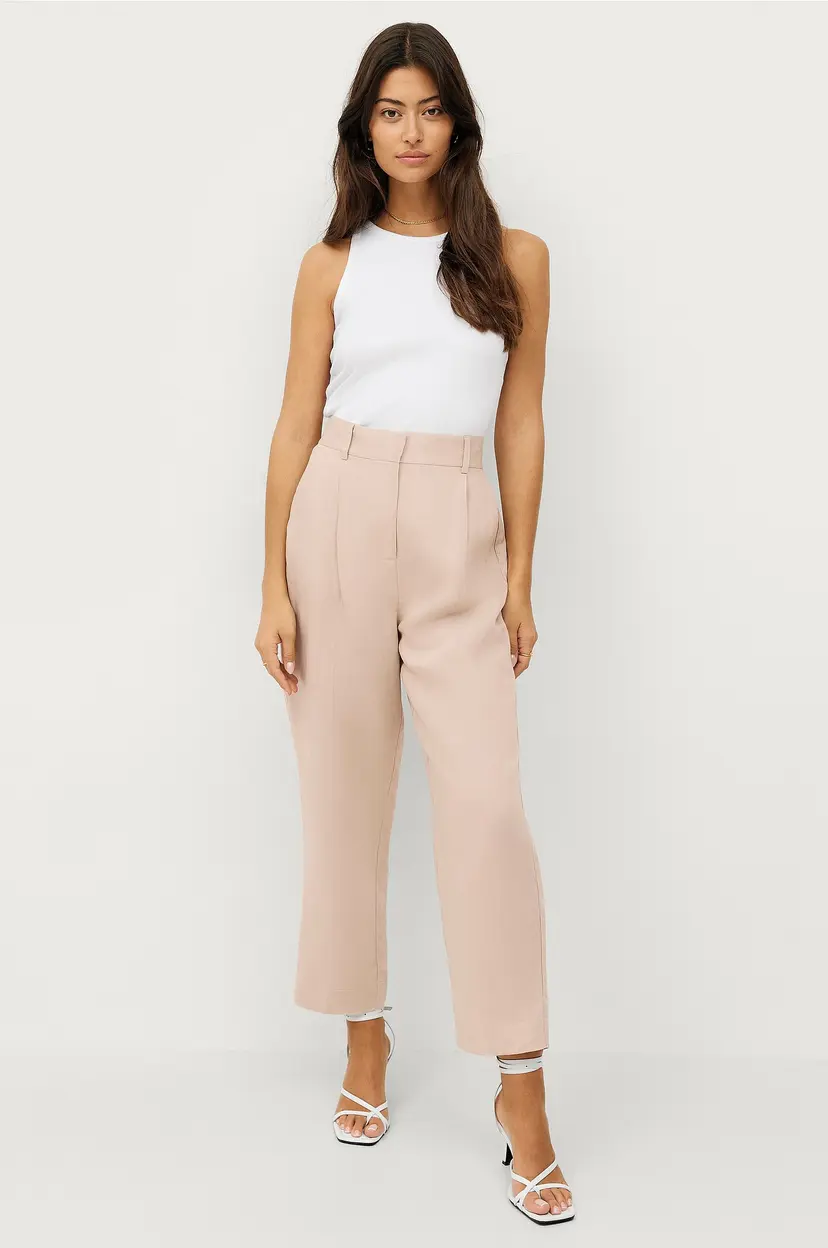 Ellos Collection Bukser Lilly Linen Cropped - Beige
