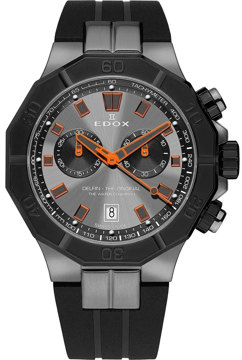 Edox Edox Herreklokke 10113-37GNCA-GNO Delfin Grå/Gummi Ø43 mm