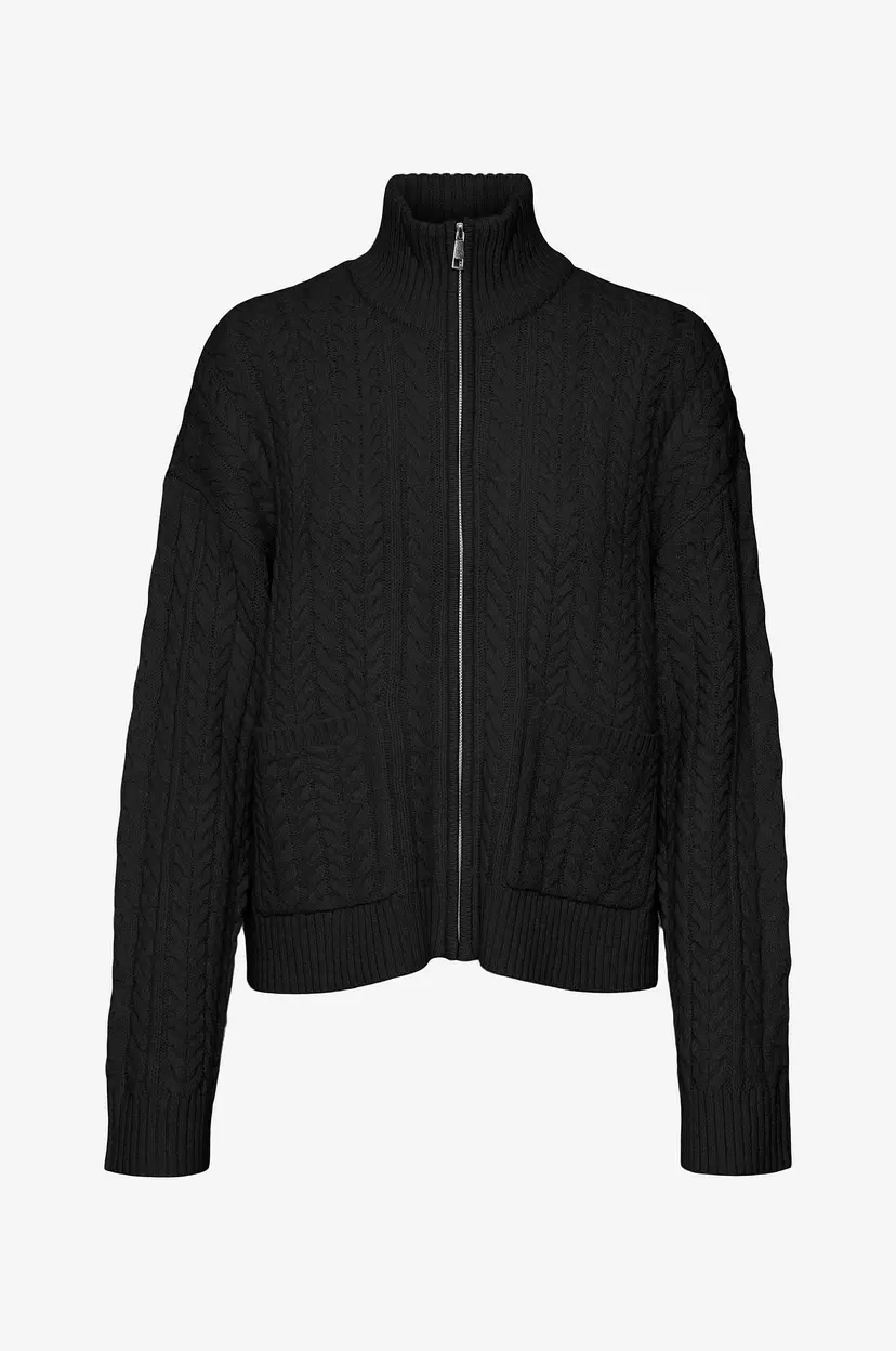 Vero Moda Kardigan vmEsther LS Highneck Zip Cardigan - Svart