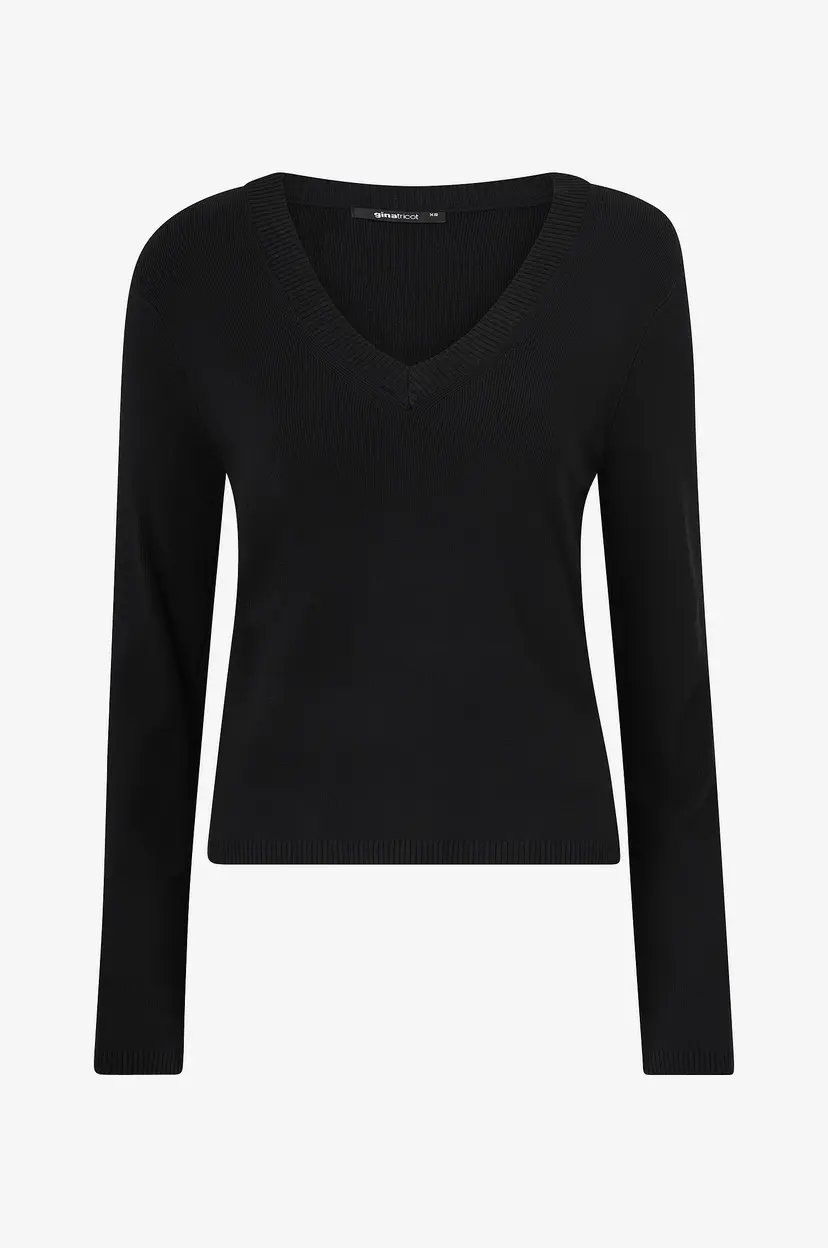 Gina Tricot Pullover V-neck Knitted Top - Svart