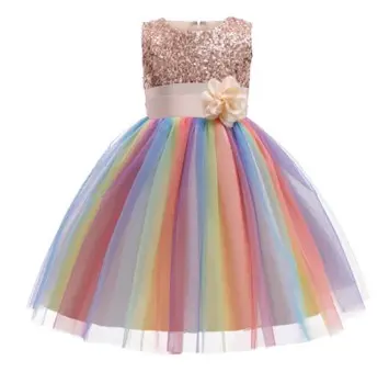 Lili Marleen Børne festkjole; Little Isabella Marie, creme regnbue
