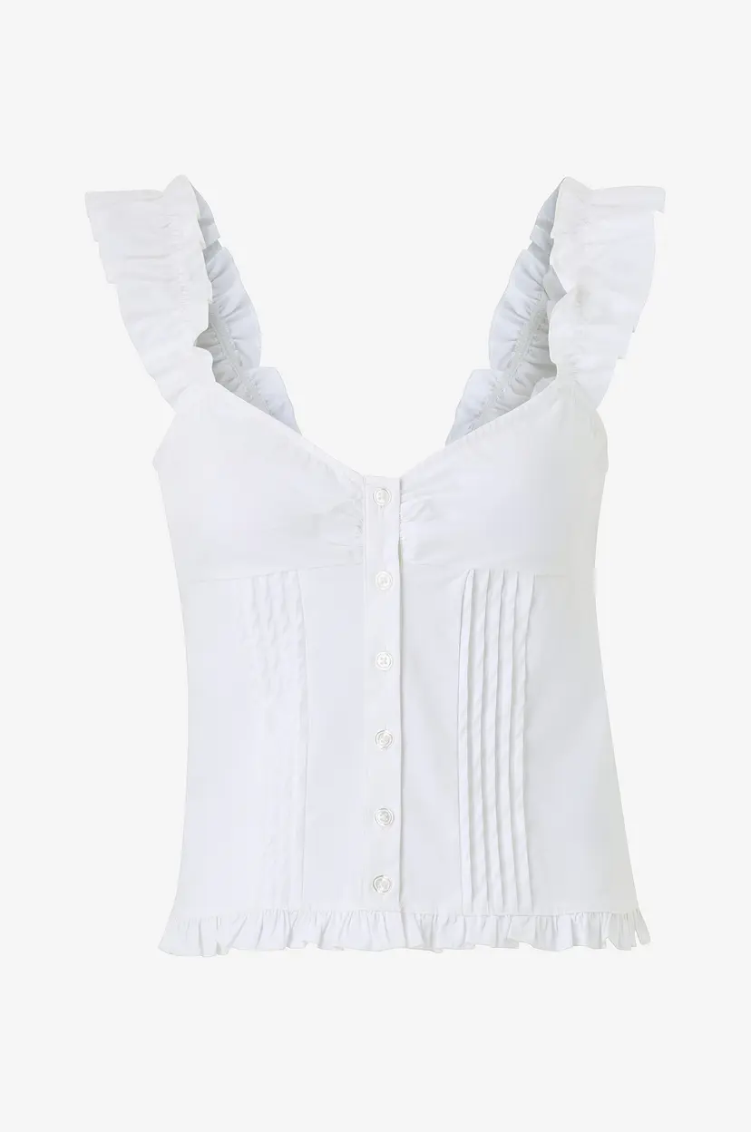 Gina Tricot Bluse Frill - Hvit