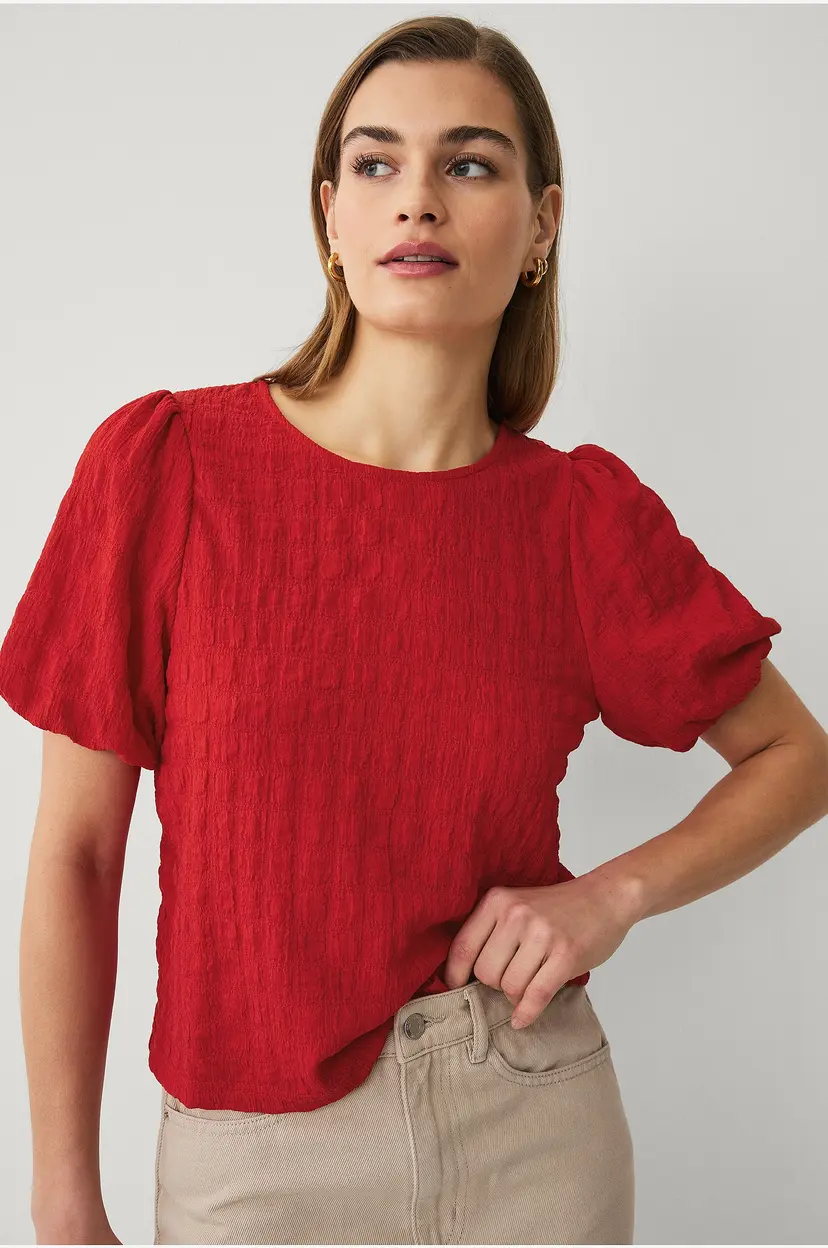 Ellos Collection Jerseybluse med ballongermer - Rød
